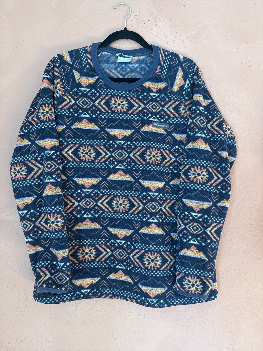 Columbia Women's Navy Multicolor Patterned Crewneck Sweater